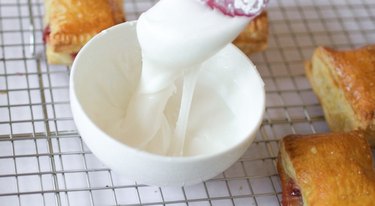 Small mixing bowl with white icing