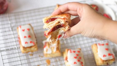 Cross section of a homemade strawberry tart