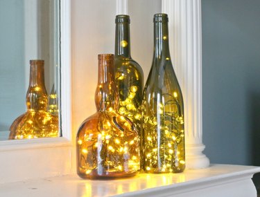 Wine bottle light decor