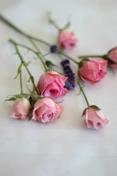 Place flowers or desired ornaments in mold.