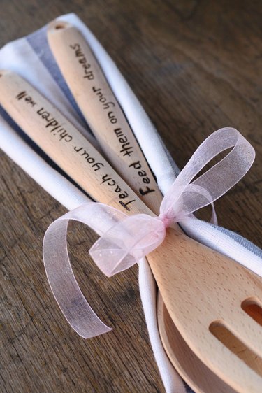 Wrapped Wooden Salad Server Teacher Gift