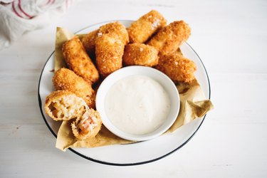 Potato croquettes with a cheesy filling.