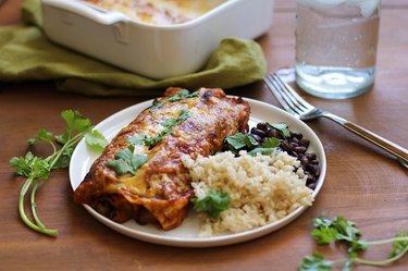 Sweet potato and bean enchilada