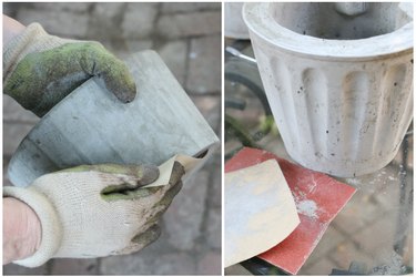 Sanding concrete to smooth the surface