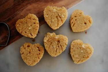 Set aside the cake hearts.