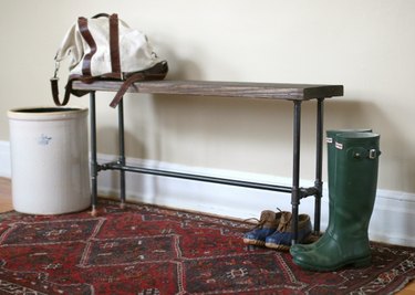 Industrial-style entryway bench