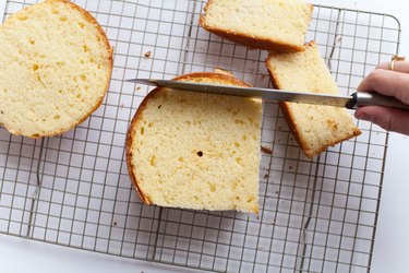 Cutting the cake into a square