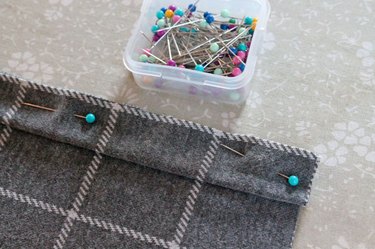 Pin the accordion fold hem in place.