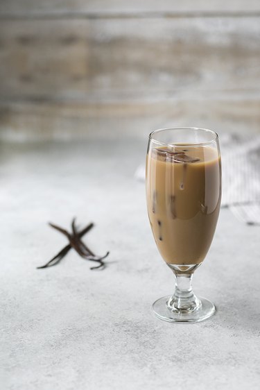 Glass of vanilla-flavored iced coffee