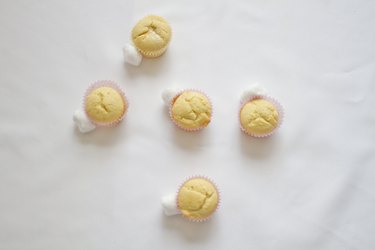 Cotton balls glued