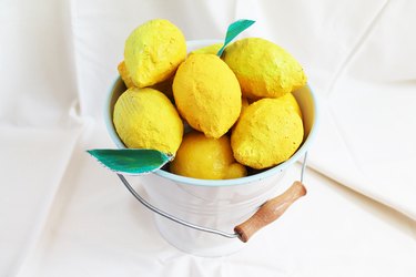 Finished papier-mâché lemons