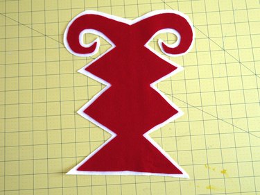 The red design with a white felt border.