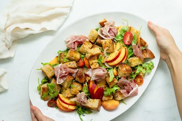 serving panzanella salad