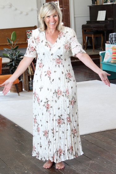 before photo of old thrift-store dress