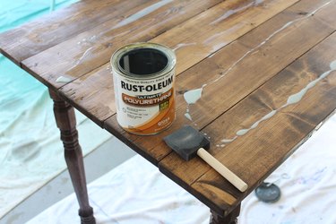 With only one coat of stain and polyurethane you can achieve a beautiful wood finish.