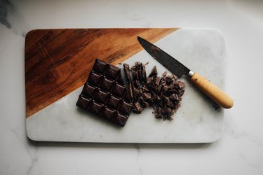 Chopping the chocolate into pieces