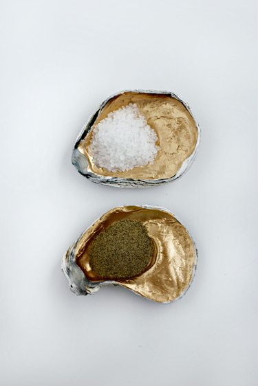 Oyster shell salt and pepper holder