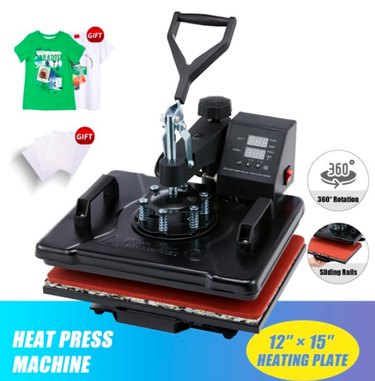 12x15-in Heat Press Machine With Transfer Sheets 360 Swivel for T-Shirts,1250W