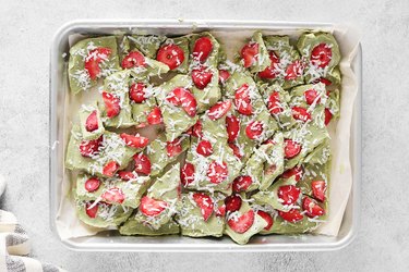 Finished matcha strawberry yogurt bark