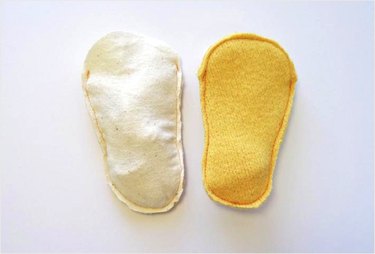 Soles stitched with toe open