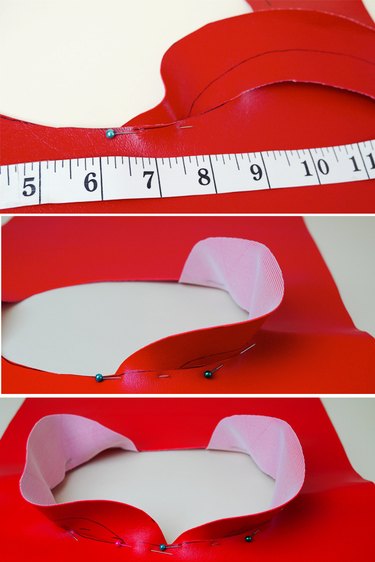 pinning the collar in place in the neck hole