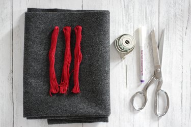 Materials needed for felt wine bag