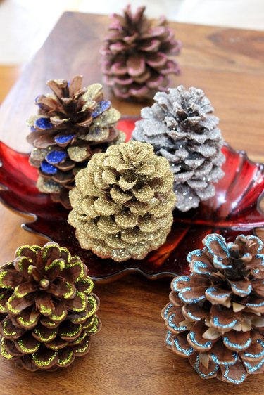 glitter pine cones