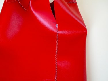 The side of the vinyl top sewn.