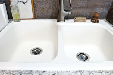 Clean white kitchen sink