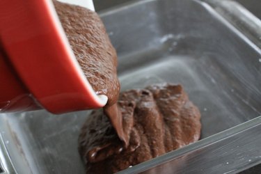 brownie batter in pan