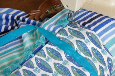 sewing the sides and bottom of the towels