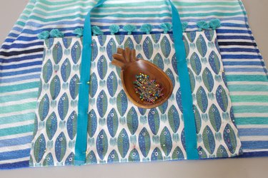 pinning the beach towel bag straps