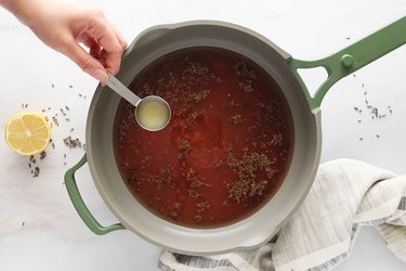Boil lavender water, sugar, pectin and lemon
