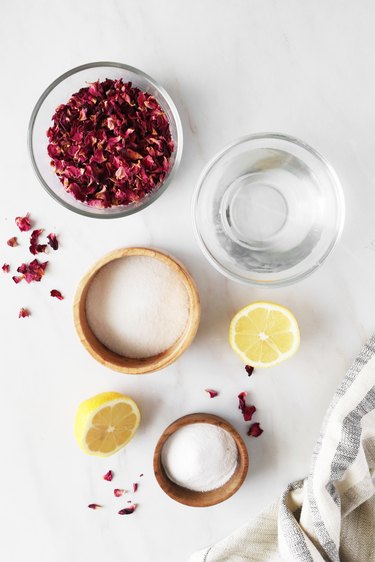 Ingredients for rose petal jelly