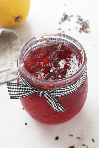 Lavender jam in a jar