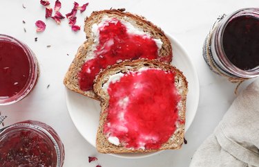 Rose petal jelly on toast