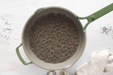 Boiling lavender buds and water
