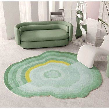 Green geode-shaped rug