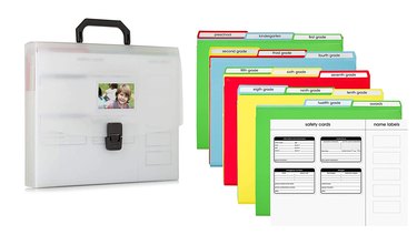 File organizer with multicolored labeled folders