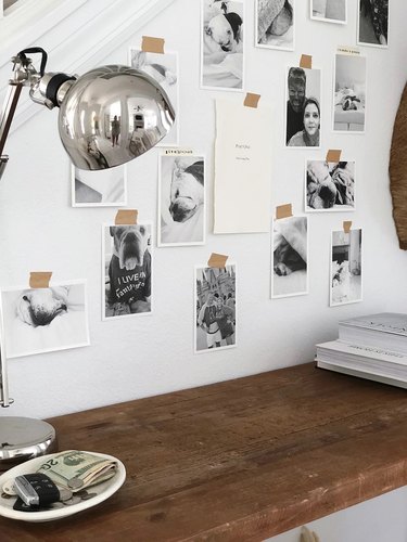 Gallery wall using photos from Artifact Uprising and gold washi tape.