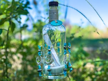 finished message in a bottle wind chimes horizontal photo