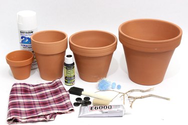 materials for clay pot snowman