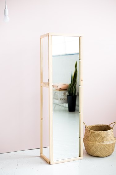 DIY Floor Mirror With Built-In Shelf