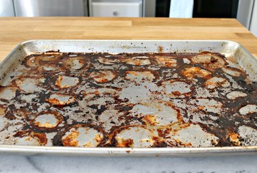 how to get burned food off baking pans naturally