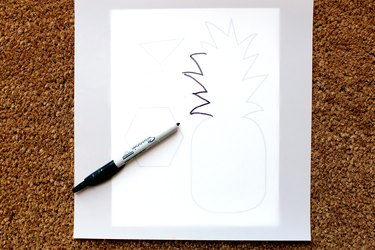 Trace printable with permanent marker and stencil paper | how to make a pineapple doormat