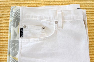finished pants with fabric gussets
