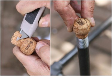 Shaving and attaching corks for the feet