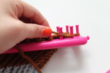 Binding off of the loom.
