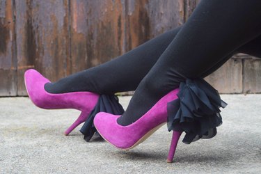 Finished ruffled chiffon heels