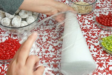 Wrap a Styrofoam cone in plastic wrap